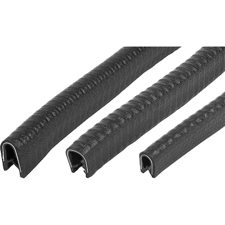 KIPP Edge Protection Profile Without Seal 20000X6, 5X10, Form:A, Pvc Black L=20 Meters K1367.010X20000